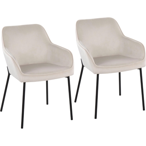 Daniella Dining Chair in Black Steel & Cream Velvet (Set of 2)